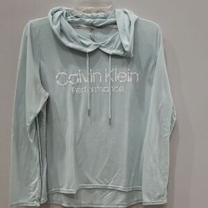 Calvin Klein Performance Hoodie Womens XL Light Mint Green Top Yoga Sporty Soft